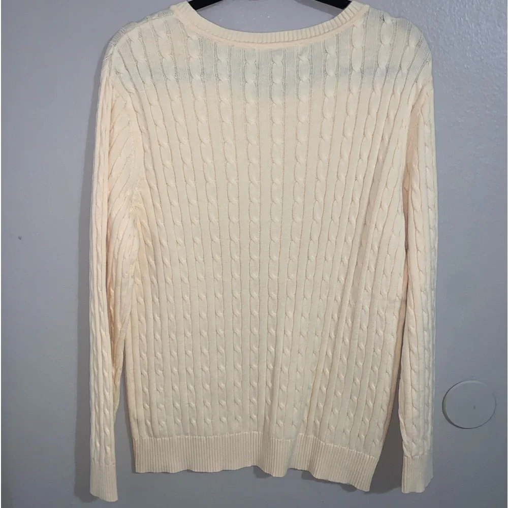 Karen Scott Cable Knit pull over sweater size XL pastel yellow